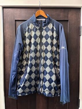 Sunice Vintage Navy Argyle Performance Golf Jacket Size: L